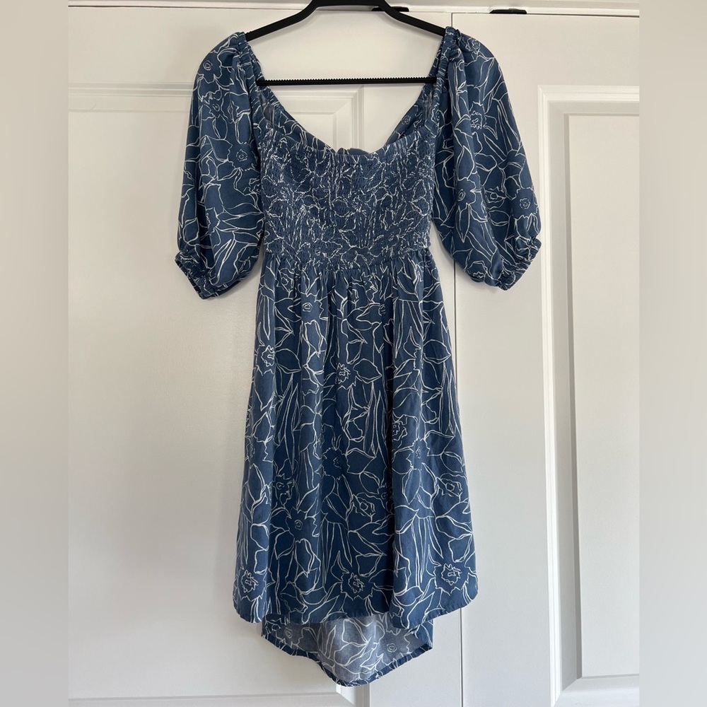 Roxy Puff Sleeve Tie Back Mini Sundress